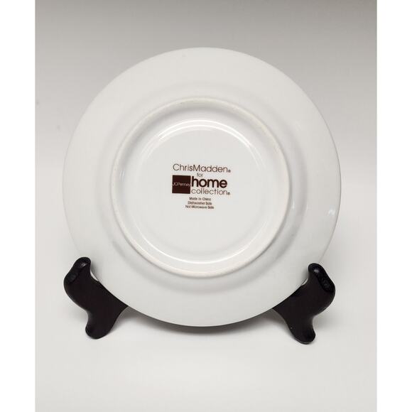 JCPenney Chris Madden Chambour Green White Silver Cup & Saucer/ Platter - Picture 3 of 11